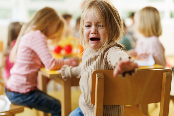 Little girl crying in preschool